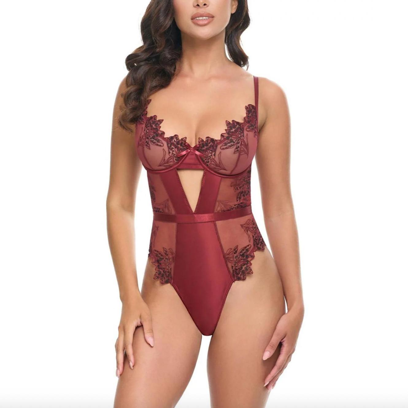 Oh La La Cheri Nina Bodysuit 51-12061-Anna Bella Fine Lingerie-Fluid Feline-Small-
