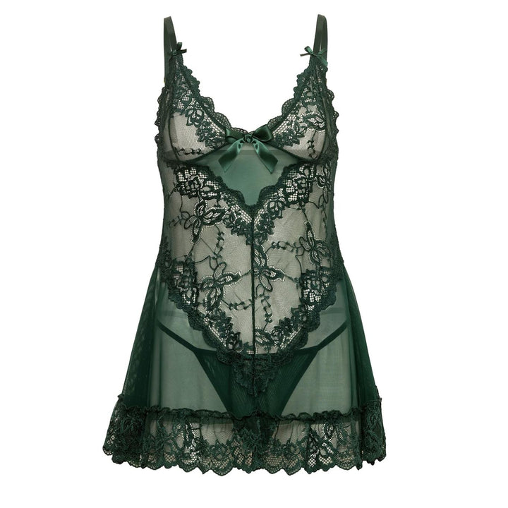 Oh La La Cheri Valentine Soft Cup Babydoll with Lace Detail &amp; G-String in Rain Forest-Loungewear-Oh la la Cheri-Rain Forest-Small-Anna Bella Fine Lingerie, Reveal Your Most Gorgeous Self!