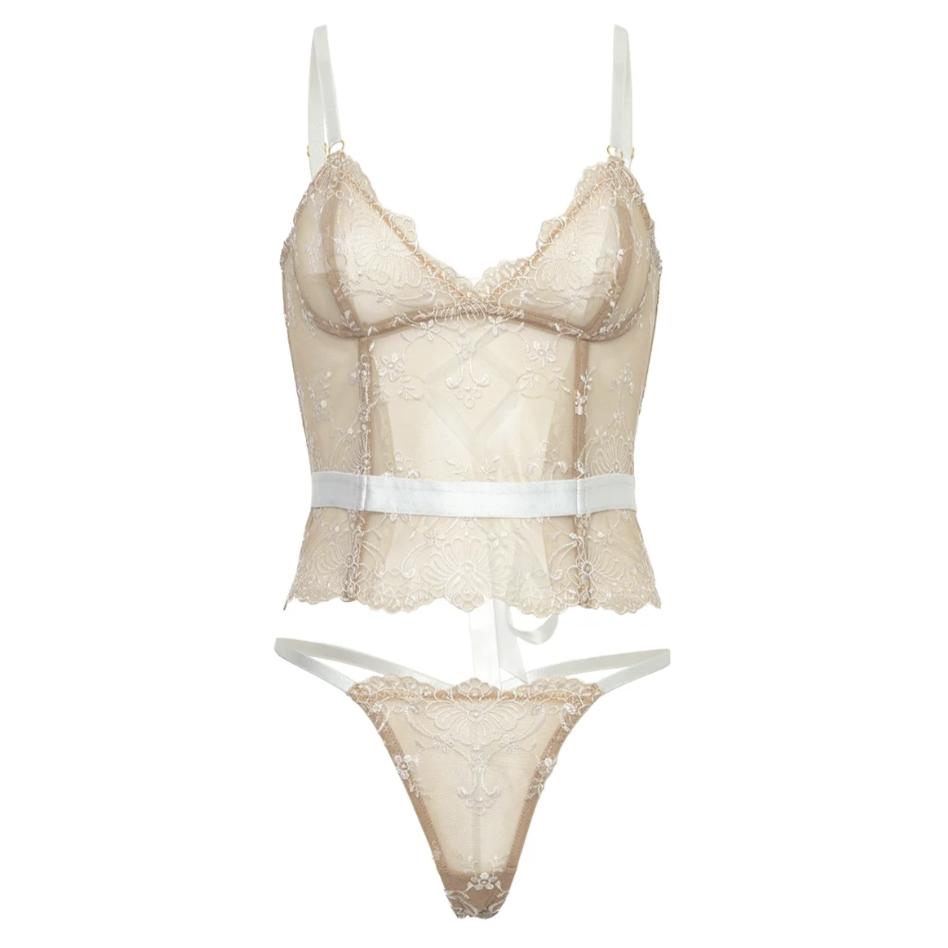 Oh la la Cheri Marielli Bustier Bra Set 61-11620-Seduction-Oh la la Cheri-Baroque Blossoms-Small-Anna Bella Fine Lingerie, Reveal Your Most Gorgeous Self!