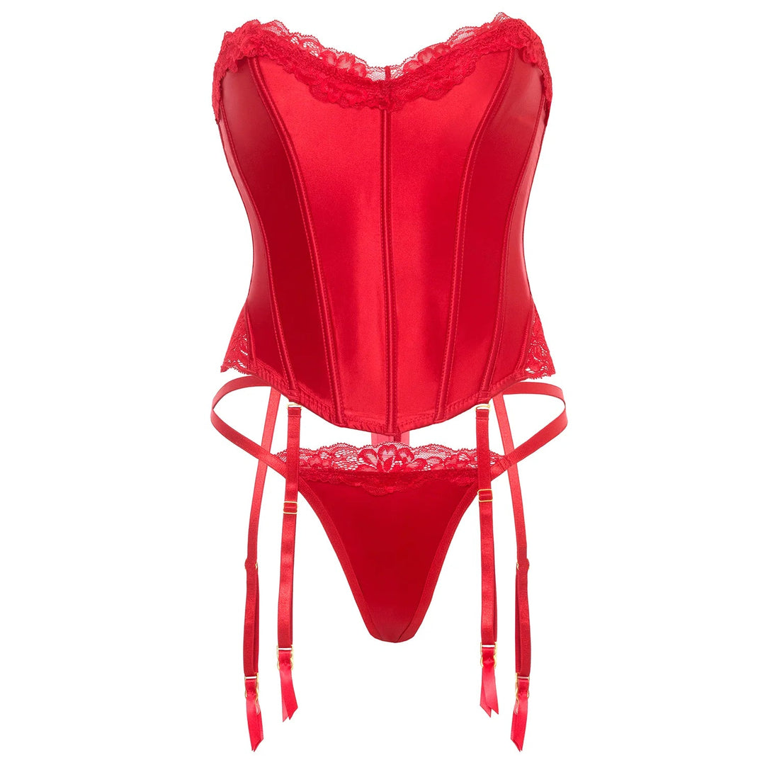 Oh la la Cheri Marilyn Corset &amp; G-String n Red 63-12244-Corsets-Oh la la Cheri-Red-Small-Anna Bella Fine Lingerie, Reveal Your Most Gorgeous Self!