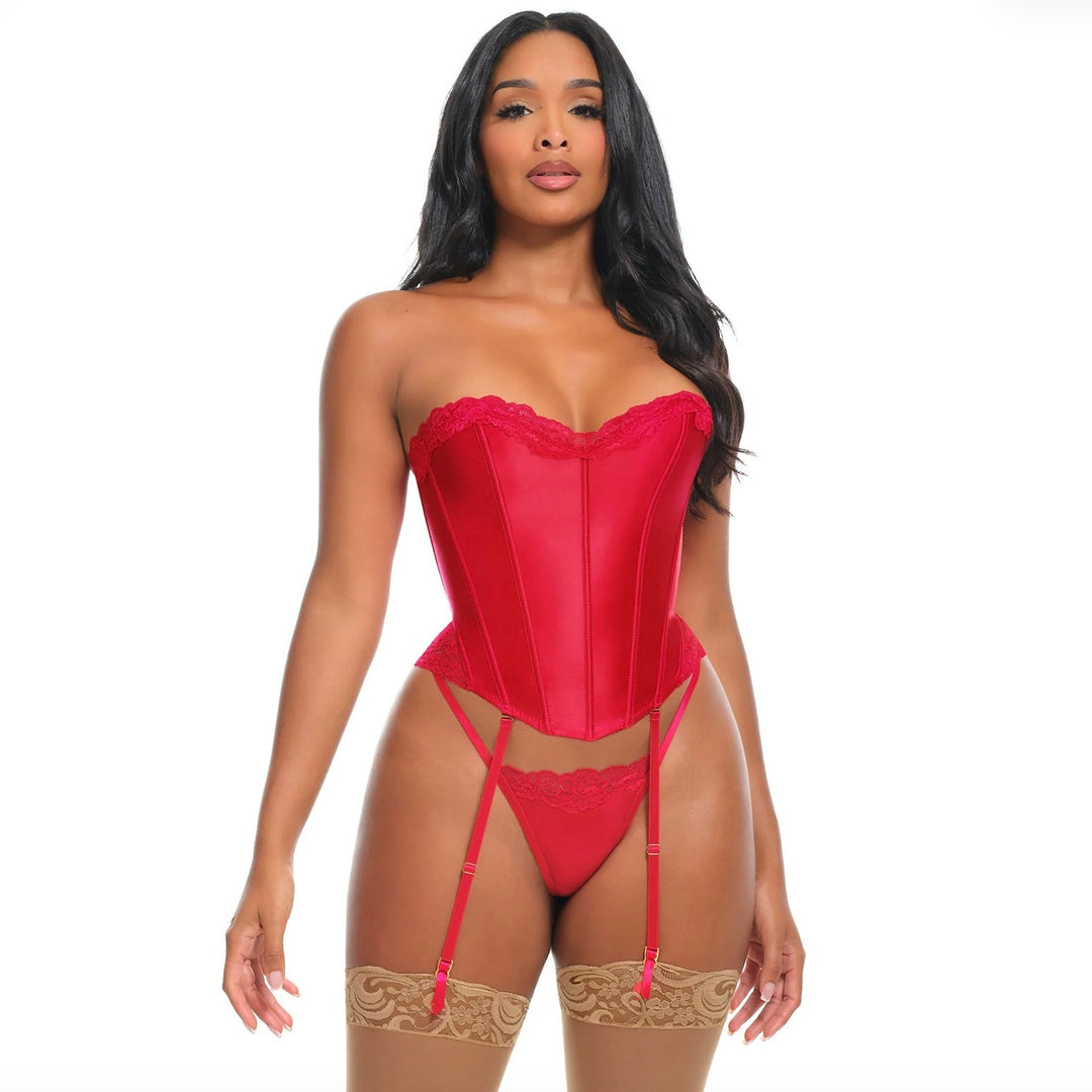 Oh la la Cheri Marilyn Corset & G-String n Red 63-12244-Corsets-Oh la la Cheri-Red-Small-Anna Bella Fine Lingerie, Reveal Your Most Gorgeous Self!