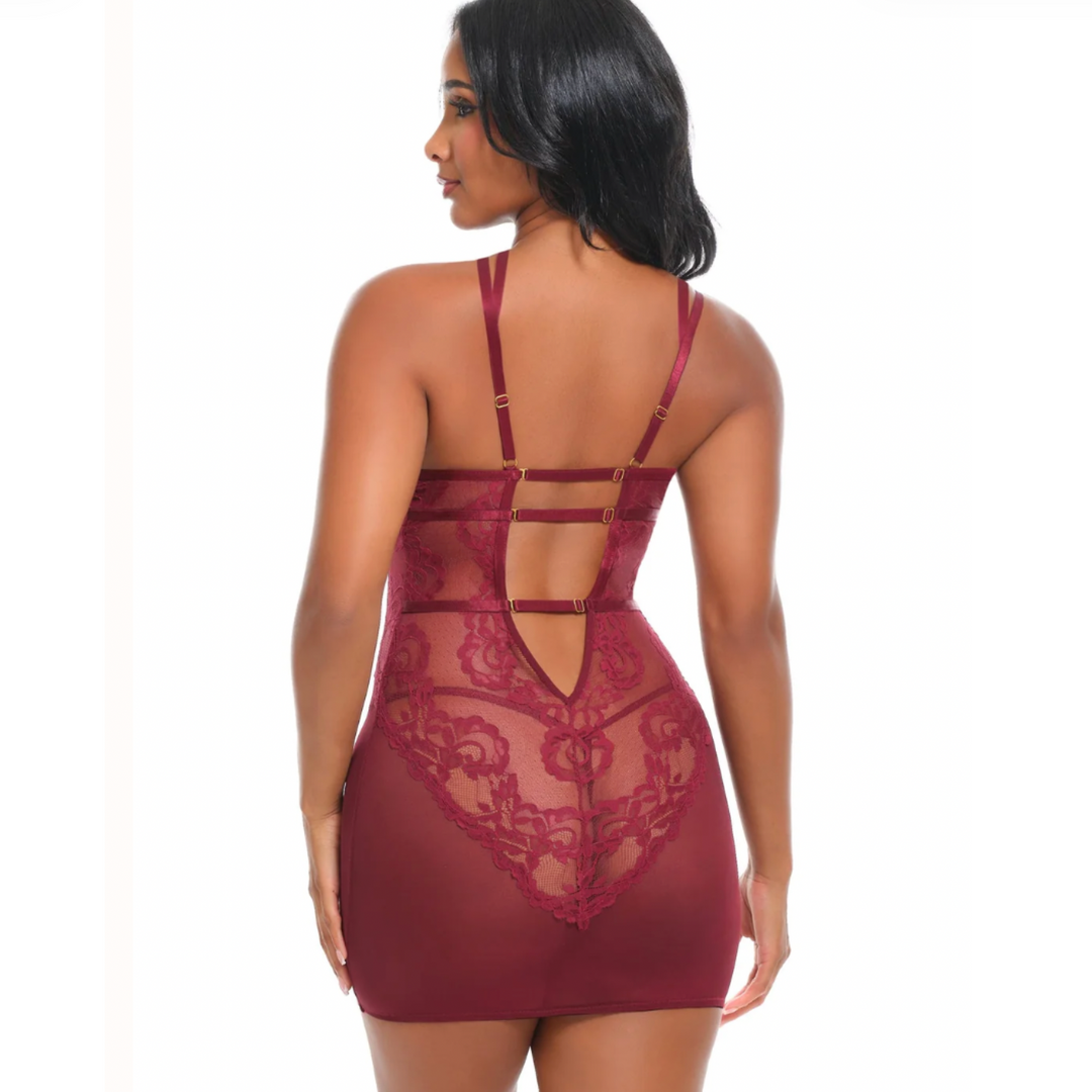 Oh la la Cheri Marisol UW Lace Fitted Babydoll 71-12200 in Zinfandel-Seduction-Oh la la Cheri-Zinfandel-Small/Medium-Anna Bella Fine Lingerie, Reveal Your Most Gorgeous Self!