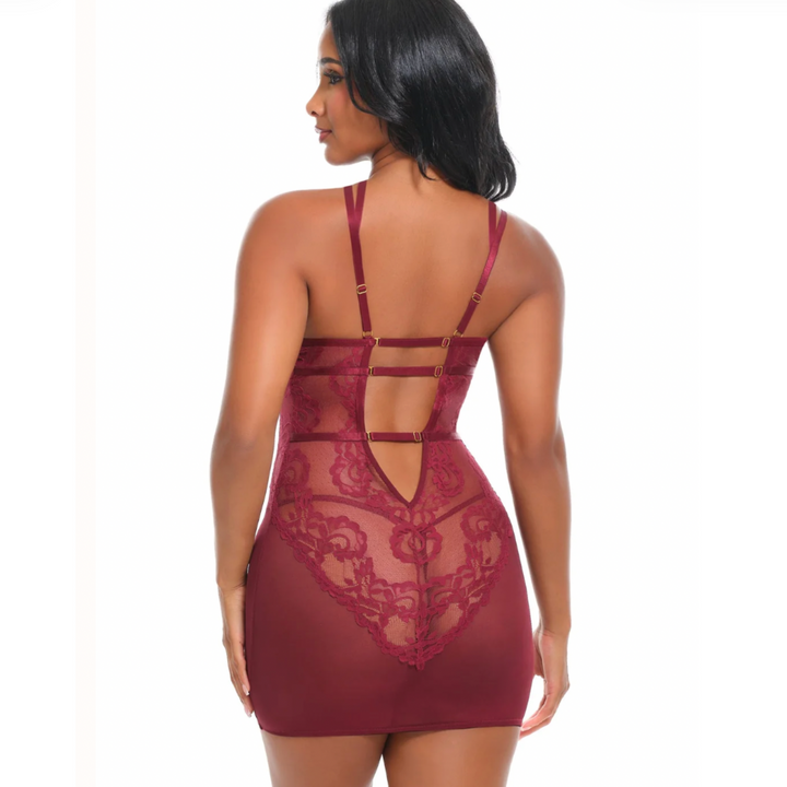Oh la la Cheri Marisol UW Lace Fitted Babydoll 71-12200 in Zinfandel-Seduction-Oh la la Cheri-Zinfandel-Small/Medium-Anna Bella Fine Lingerie, Reveal Your Most Gorgeous Self!