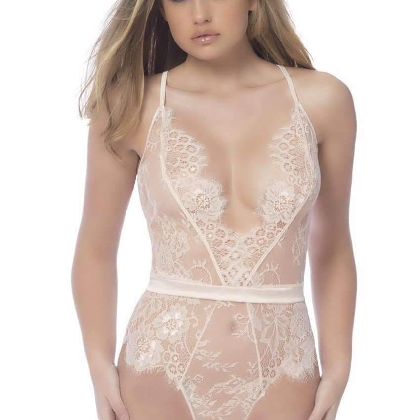 Oh la la Cheri Scarlett Full Lace Bodysuit 52-10612-Bodysuit-Oh la la Cheri-Silvery Peony-Small-Anna Bella Fine Lingerie, Reveal Your Most Gorgeous Self!