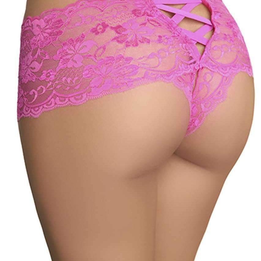 Oh la la Cherie Good Night Kiss Crotchless Boyshort 2025-Panties-Oh la la Cheri-Black-Small/Medium-Anna Bella Fine Lingerie, Reveal Your Most Gorgeous Self!