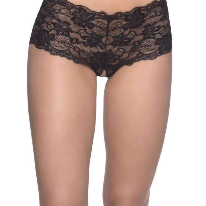 Oh la la Cherie Good Night Kiss Crotchless Boyshort 2025-Panties-Oh la la Cheri-Black-Small/Medium-Anna Bella Fine Lingerie, Reveal Your Most Gorgeous Self!
