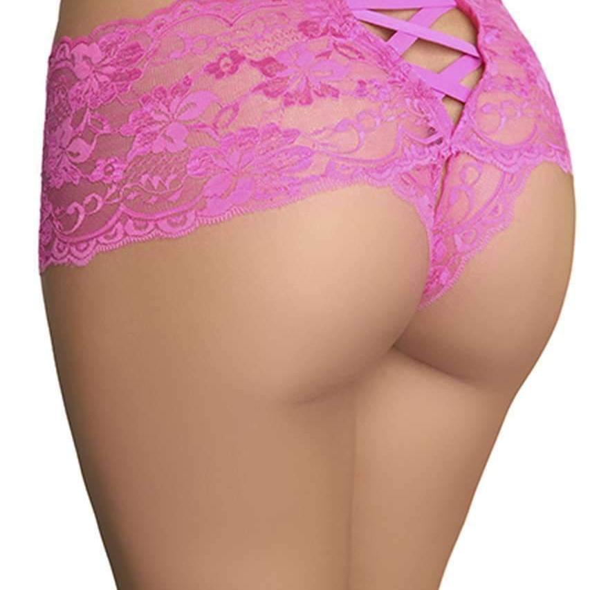 Oh la la Cherie Good Night Kiss Crotchless Boyshort 2025-Anna Bella Fine Lingerie-Pink-Small/Medium-