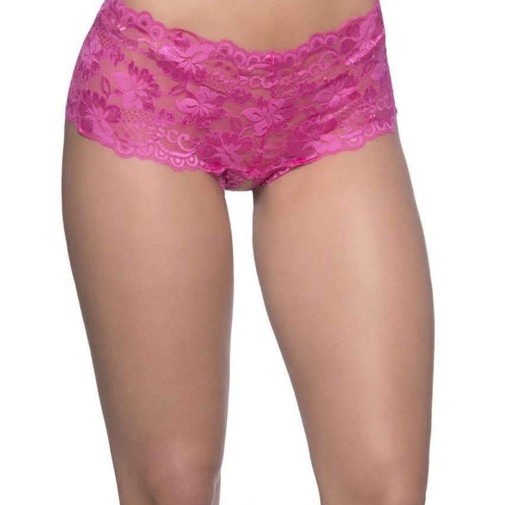 Oh la la Cherie Good Night Kiss Crotchless Boyshort 2025-Panties-Oh la la Cheri-Pink-Small/Medium-Anna Bella Fine Lingerie, Reveal Your Most Gorgeous Self!