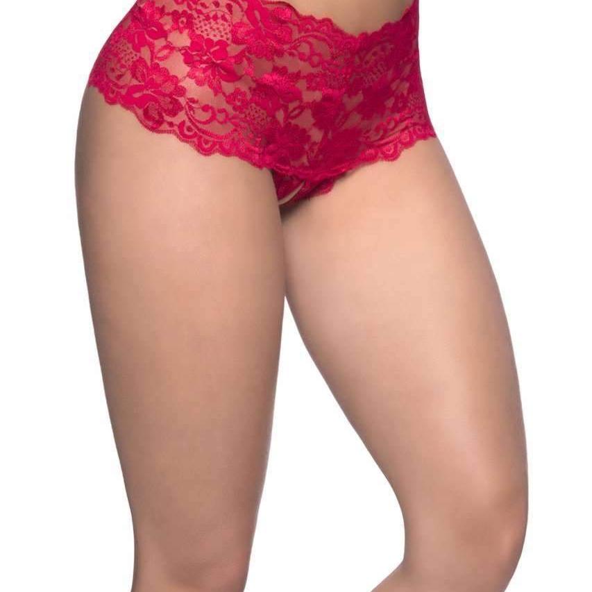 Oh la la Cherie Good Night Kiss Crotchless Boyshort 2025-Panties-Oh la la Cheri-Red-Small/Medium-Anna Bella Fine Lingerie, Reveal Your Most Gorgeous Self!
