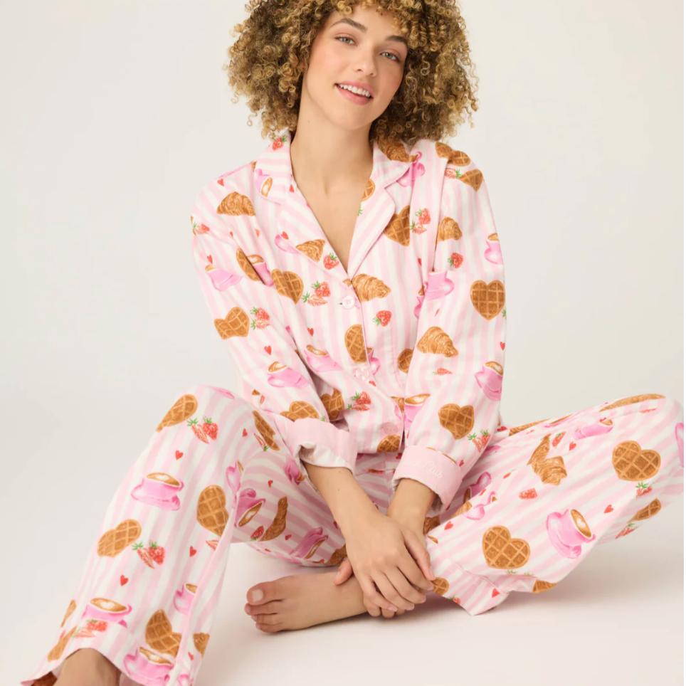 PJ Salvage Brunch Club Breakfast 3-Piece Flannel PJ Set RUFLPJ-Loungewear-PJ Salvage-Pink-XSmall-Anna Bella Fine Lingerie, Reveal Your Most Gorgeous Self!