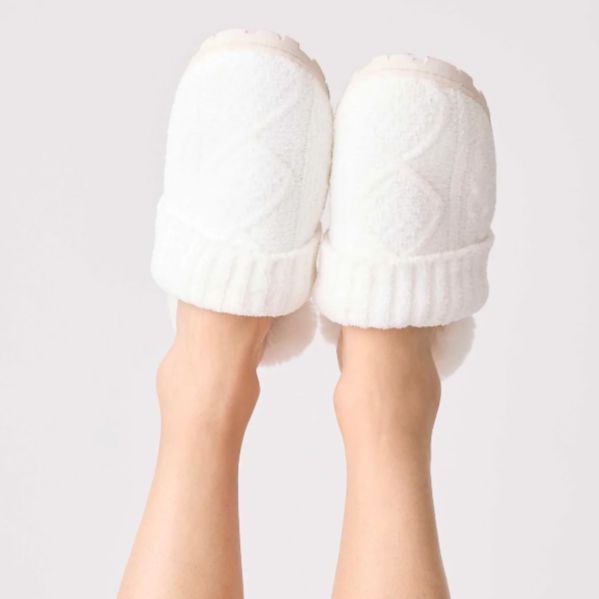 PJ Salvage Cable Crew Slippers RPCLSL in Ivory-Anna Bella Fine Lingerie-Ivory-Small-