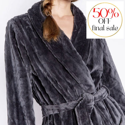 PJ Salvage Cable k Robe in charcoal RFCKR-Robes-PJ Salvage-Charcoal-XSmall-Anna Bella Fine Lingerie, Reveal Your Most Gorgeous Self!