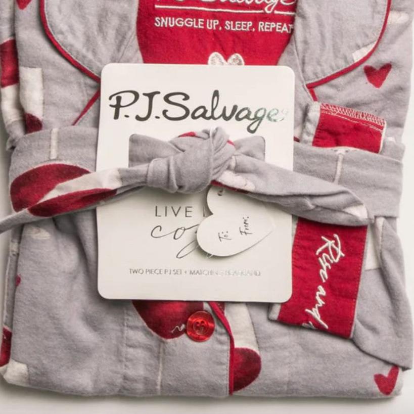 PJ Salvage Cheers Flannel PJ Set RKFLPJ-Anna Bella Fine Lingerie-Grey-XSmall-