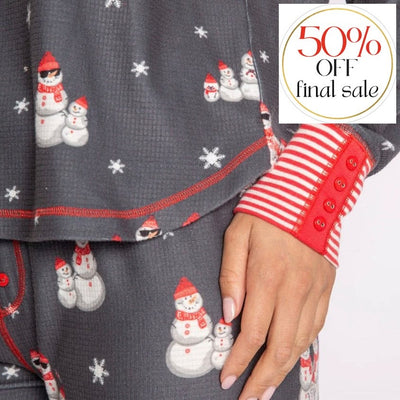 PJ Salvage Chill Snowmies PJ Set Grey RLCWLS-Loungewear-PJ Salvage-Grey-XSmall-Anna Bella Fine Lingerie, Reveal Your Most Gorgeous Self!