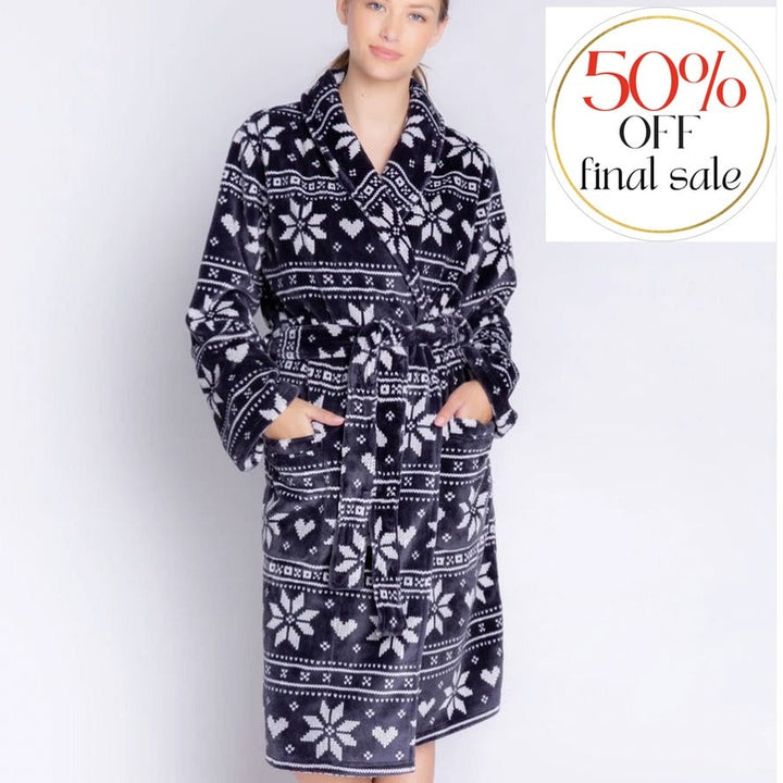PJ Salvage Frosted Robe RAFRR1-Robes-PJ Salvage-Slate-XSmall-Anna Bella Fine Lingerie, Reveal Your Most Gorgeous Self!