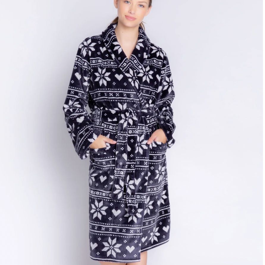 PJ Salvage Frosted Robe RAFRR1-Anna Bella Fine Lingerie-Slate-XSmall-