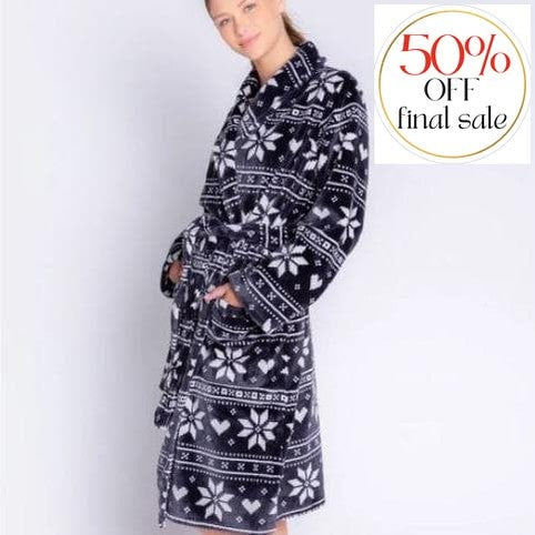 PJ Salvage Frosted Robe RAFRR1-Robes-PJ Salvage-Slate-XSmall-Anna Bella Fine Lingerie, Reveal Your Most Gorgeous Self!