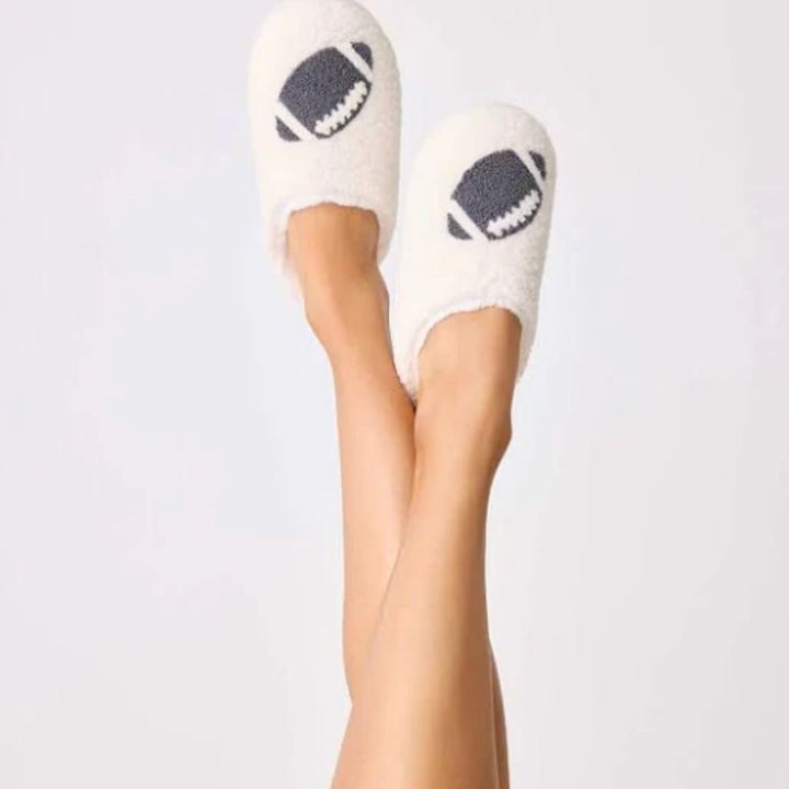 PJ Salvage Game Day Slippers RPGASL-Socks &amp; Slippers-PJ Salvage-Ivory-Small (5/6)-Anna Bella Fine Lingerie, Reveal Your Most Gorgeous Self!