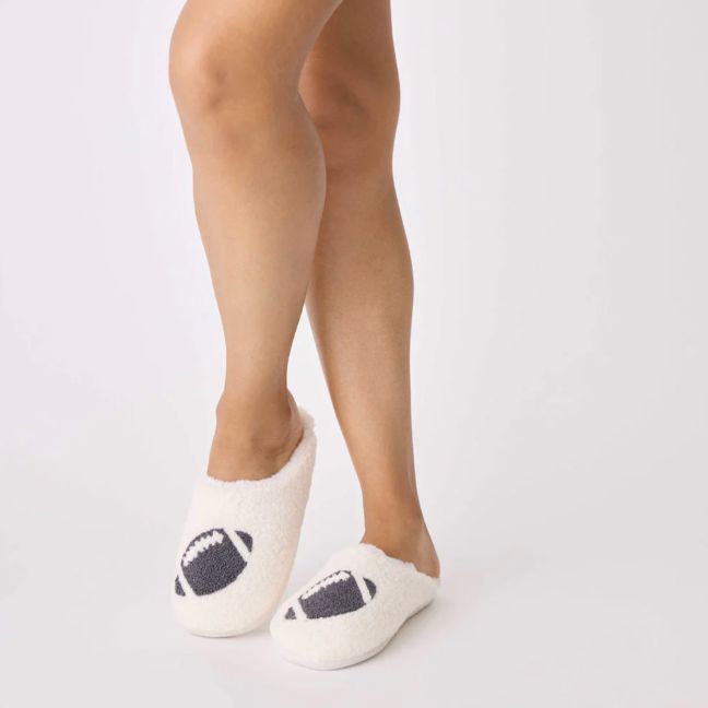 PJ Salvage Game Day Slippers RPGASL-Socks &amp; Slippers-PJ Salvage-Ivory-Small (5/6)-Anna Bella Fine Lingerie, Reveal Your Most Gorgeous Self!