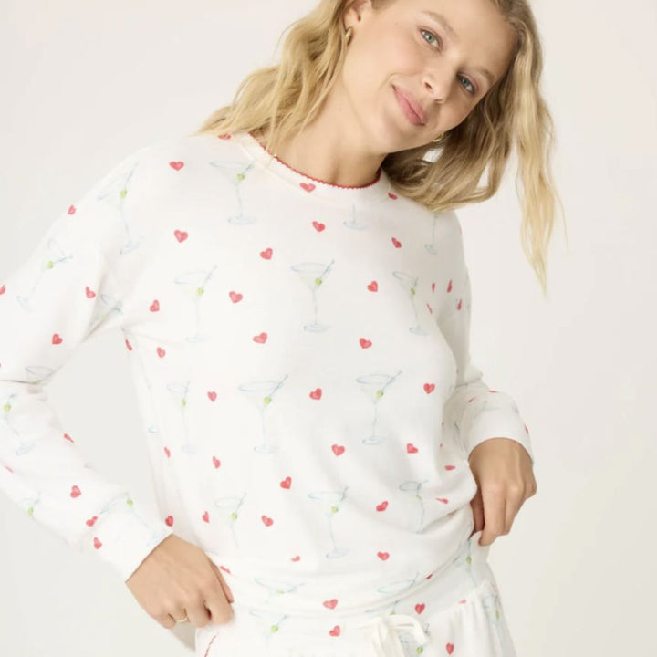 PJ Salvage Happy Hour Long Sleeve Short PJ Set RQHHLS-Loungewear-PJ Salvage-Ivory-XSmall-Anna Bella Fine Lingerie, Reveal Your Most Gorgeous Self!