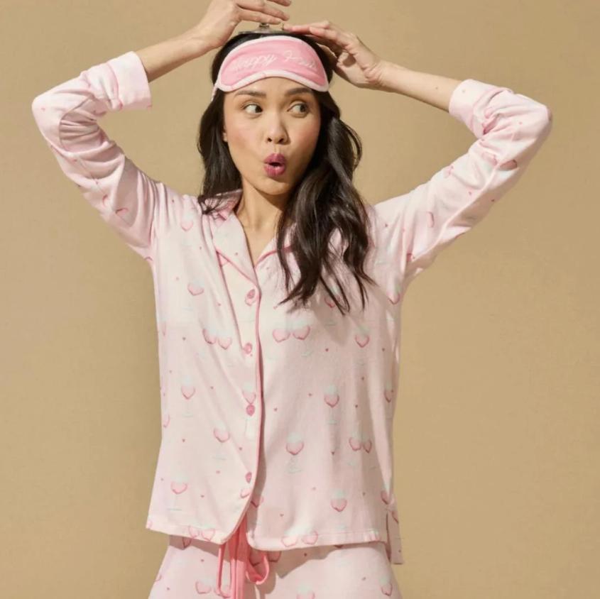 PJ Salvage Happy Hour PJ Set RWHHST-Sleepwear-PJ Salvage-Light Pink-XSmall-Anna Bella Fine Lingerie, Reveal Your Most Gorgeous Self!