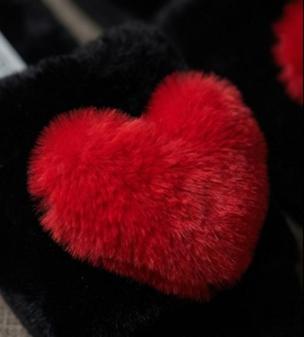 PJ Salvage Heart Slides in Black with Red Heart RRLSSL-Anna Bella Fine Lingerie-Black with Red Heart-Small-