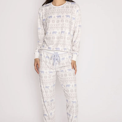 PJ Salvage Polar Bear Express Lounge Set RKPBLS-Loungewear-PJ Salvage-Ivory-Small-Anna Bella Fine Lingerie, Reveal Your Most Gorgeous Self!