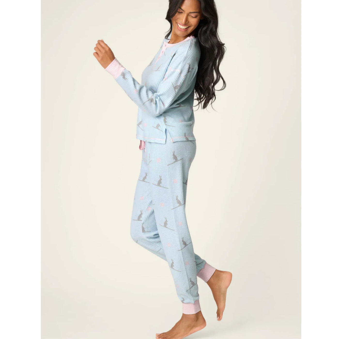 PJ Salvage Ski Bunny Jammie Classics PJ Set RVSJST-Anna Bella Fine Lingerie-Pale Blue-XSmall-
