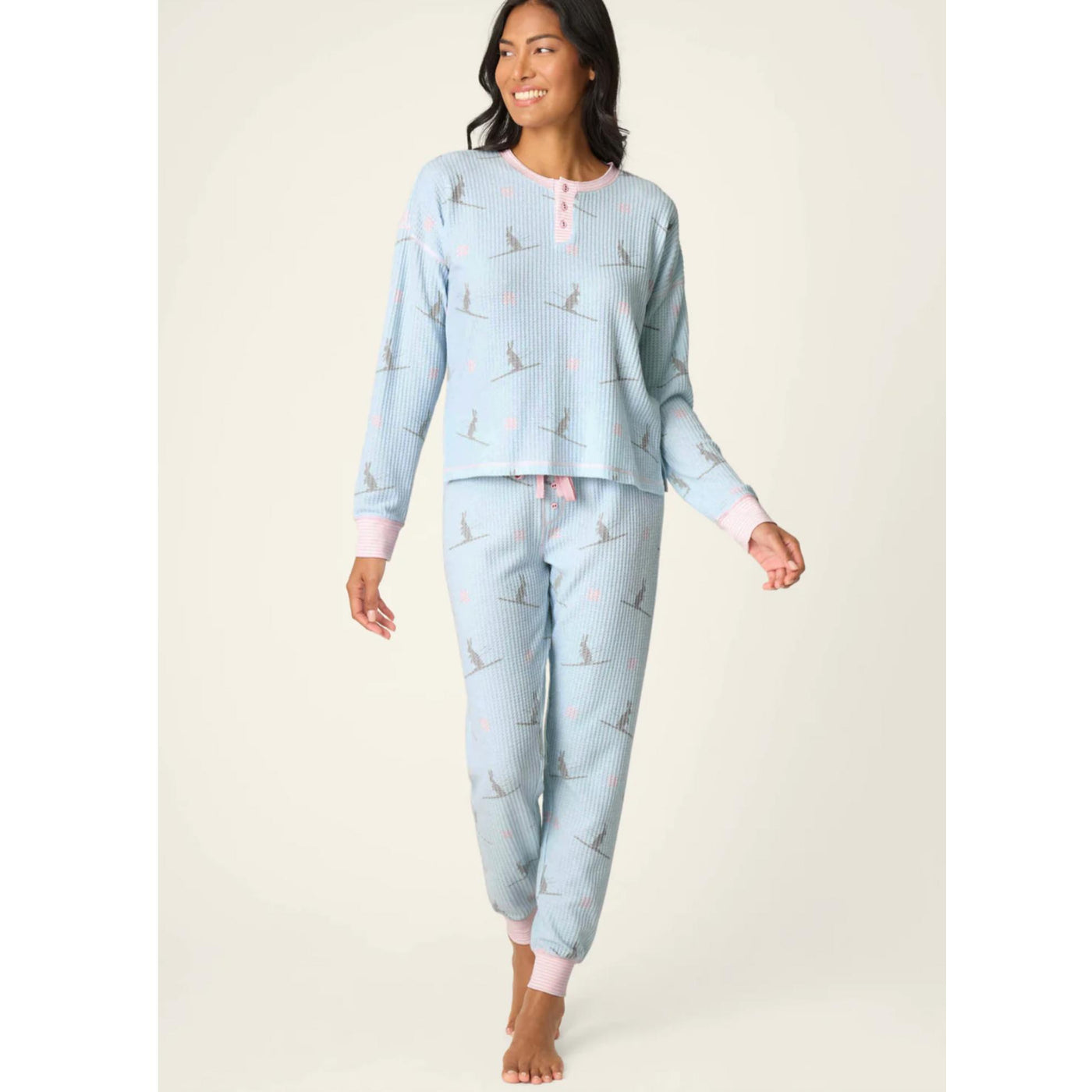 PJ Salvage Ski Bunny Jammie Classics PJ Set RVSJST-Anna Bella Fine Lingerie-Pale Blue-XSmall-