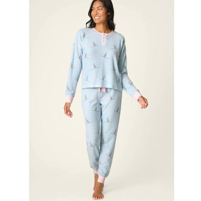 PJ Salvage Ski Bunny Jammie Classics PJ Set RVSJST-Anna Bella Fine Lingerie-Pale Blue-XSmall-
