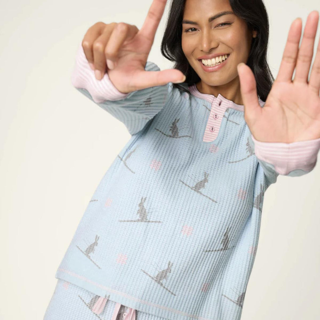 PJ Salvage Ski Bunny Jammie Classics PJ Set RVSJST-Anna Bella Fine Lingerie-Pale Blue-XSmall-