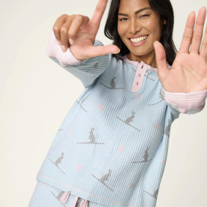 PJ Salvage Ski Bunny Jammie Classics PJ Set RVSJST-Loungewear-PJ Salvage-Pale Blue-XSmall-Anna Bella Fine Lingerie, Reveal Your Most Gorgeous Self!