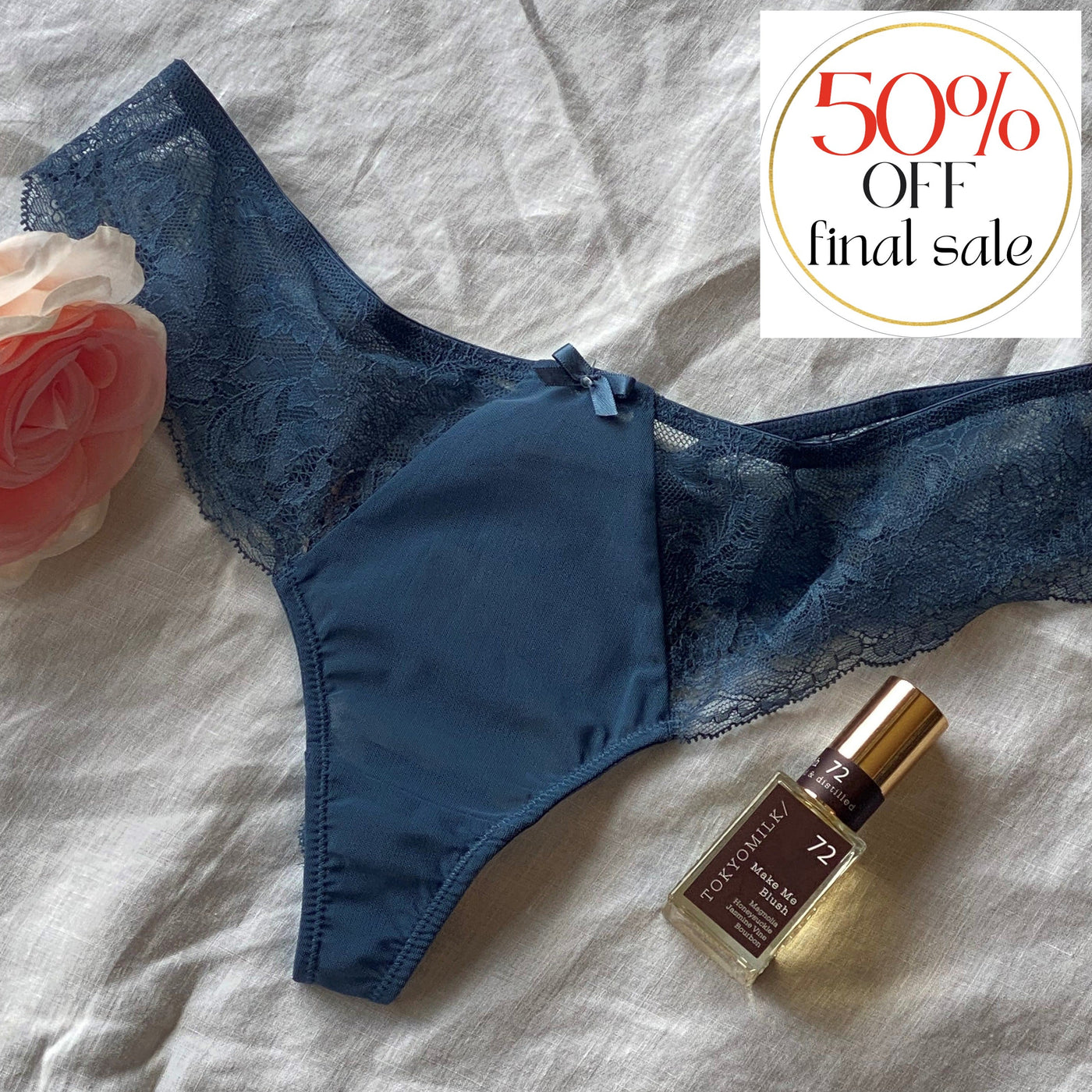 Panache Ana Thong 9399 in Vintage Blue-Panties-Panache-Vintage Blue-XSmall-Anna Bella Fine Lingerie, Reveal Your Most Gorgeous Self!