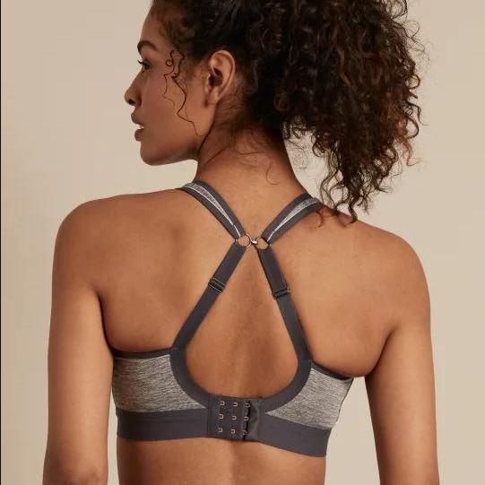 Panache Non-Wired Sports Bra 7341-Sports Bras-Panache-Charcoal Marl-30-F-Anna Bella Fine Lingerie, Reveal Your Most Gorgeous Self!
