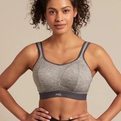 Panache Non-Wired Sports Bra 7341-Sports Bras-Panache-Charcoal Marl-30-F-Anna Bella Fine Lingerie, Reveal Your Most Gorgeous Self!