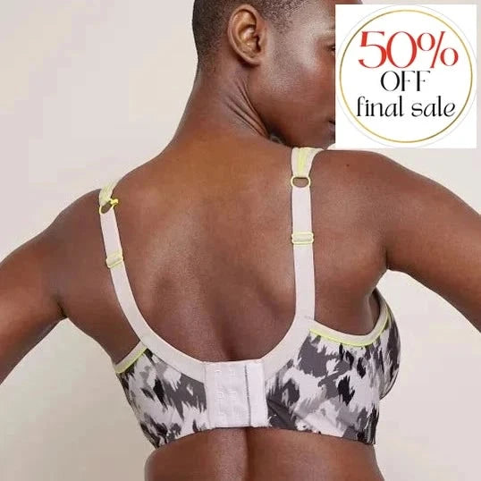 Panache Non-Wired Sports Bra 7341A in Grey Animal-Sports Bras-Panache-Grey Animal-36-F-Anna Bella Fine Lingerie, Reveal Your Most Gorgeous Self!