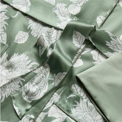 Petite Plume Women's Silk Robe in Sage Bloom-Anna Bella Fine Lingerie-Small-