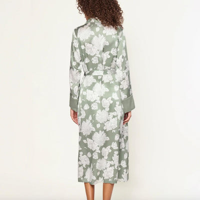 Petite Plume Women's Silk Robe in Sage Bloom-Anna Bella Fine Lingerie-Small-