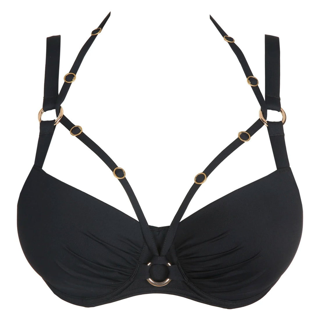 Prima Donna Damietta Padded Balcony Bikini Top 4011616-Swimwear-Prima Donna-Black-34-D-Anna Bella Fine Lingerie, Reveal Your Most Gorgeous Self!