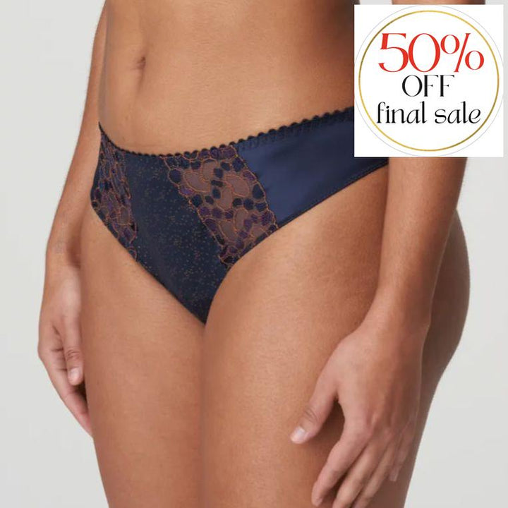 Prima Donna Hyde Park Thong in Velvet Blue 0663200-Panties-Prima Donna-Velvet Blue-Small-Anna Bella Fine Lingerie, Reveal Your Most Gorgeous Self!