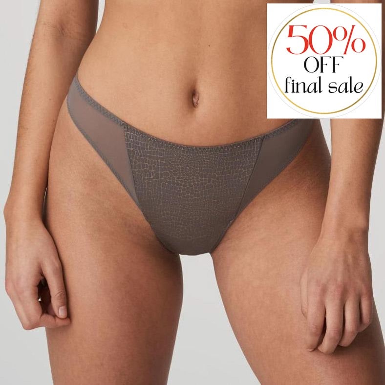 Prima Donna Piccadilly Thong 0641900-Panties-Prima Donna-Kitten Grey-XSmall-Anna Bella Fine Lingerie, Reveal Your Most Gorgeous Self!