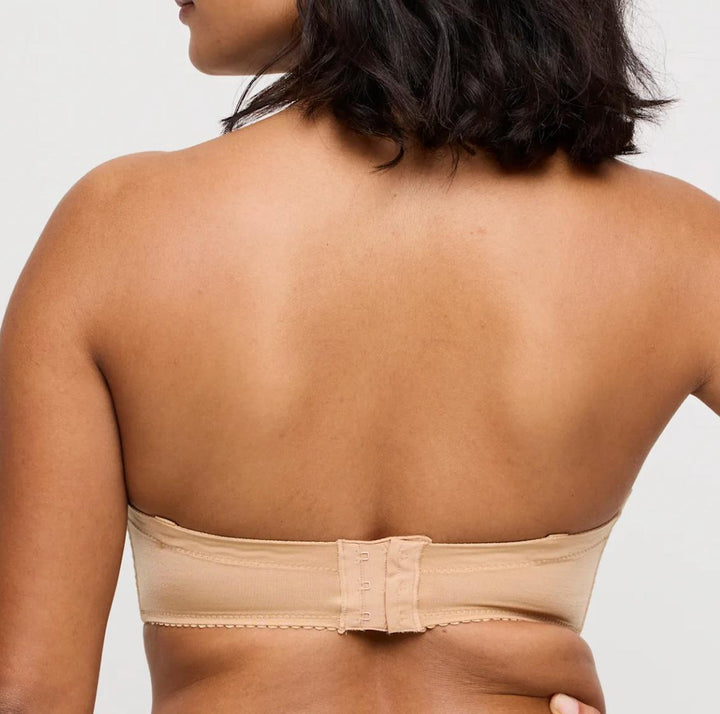 Prima Donna Satin Strapless Non Padded Bra 0161331 in Cognac-Strapless Bras-Prima Donna-Cognac-32-F-Anna Bella Fine Lingerie, Reveal Your Most Gorgeous Self!