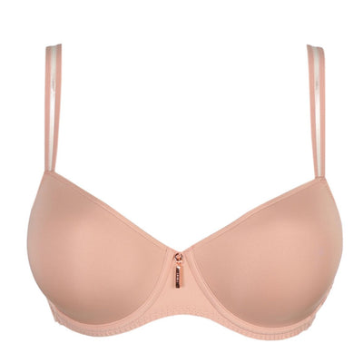 Prima Donna Twist East End Balcony Bra 0241932 in Powder Rose-Anna Bella Fine Lingerie-This balcony bra gives you the best of both worlds: a sexy look and comfortable fit. It has geometric lace on the front and elegant straps. An understated lace pattern at the sides and a pendant at the front completes the look. Powder Rose is a soft pink nude hue that looks incredible under light summer outfits.