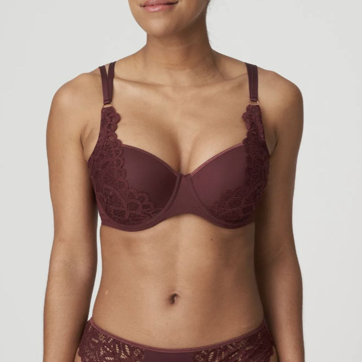 Prima Donna Twist First Night Balcony Bra in Merlot 0241882-Bras-Prima Donna-Merlot-30-E-Anna Bella Fine Lingerie, Reveal Your Most Gorgeous Self!
