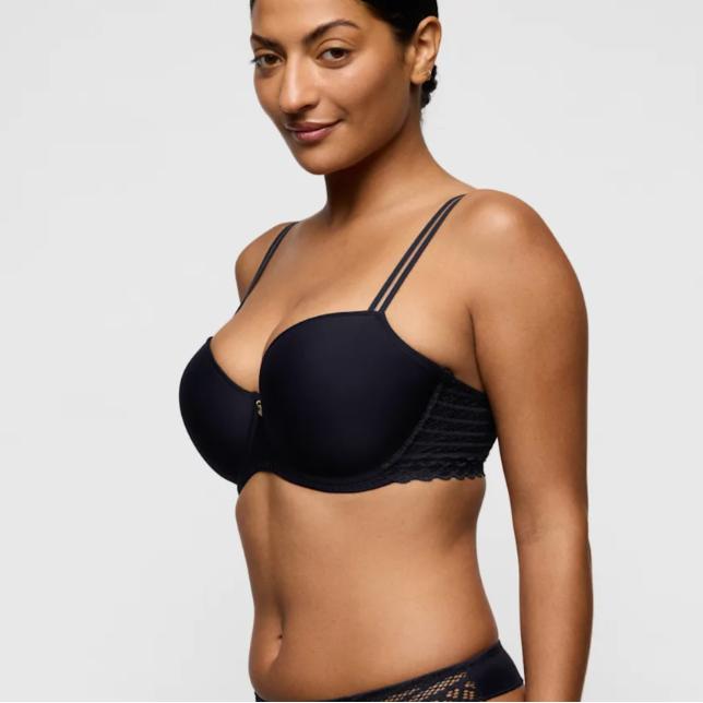 Prima Donna Twist Side Balcony Bra 0242572 in Charcoal-Bras-Prima Donna-Charcoal-30-F-Anna Bella Fine Lingerie, Reveal Your Most Gorgeous Self!