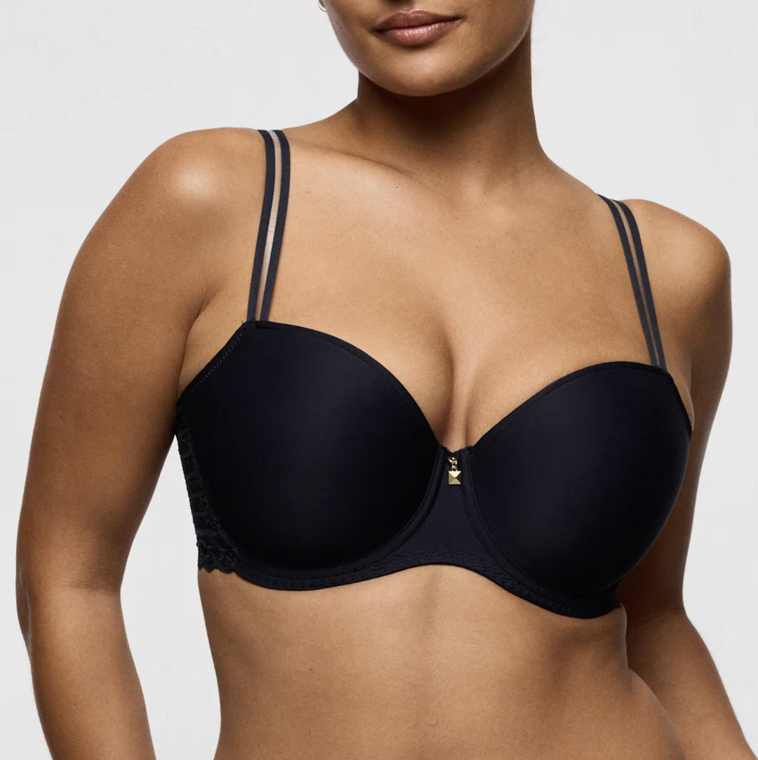Prima Donna Twist Side Balcony Bra 0242572 in Charcoal-Bras-Prima Donna-Charcoal-30-F-Anna Bella Fine Lingerie, Reveal Your Most Gorgeous Self!