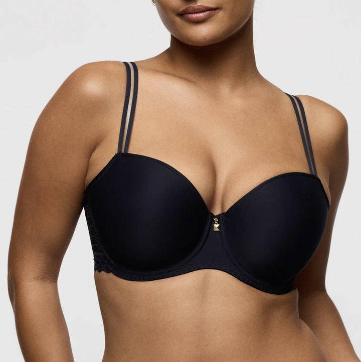Prima Donna Twist Side Balcony Bra 0242572 in Charcoal-Bras-Prima Donna-Charcoal-30-F-Anna Bella Fine Lingerie, Reveal Your Most Gorgeous Self!