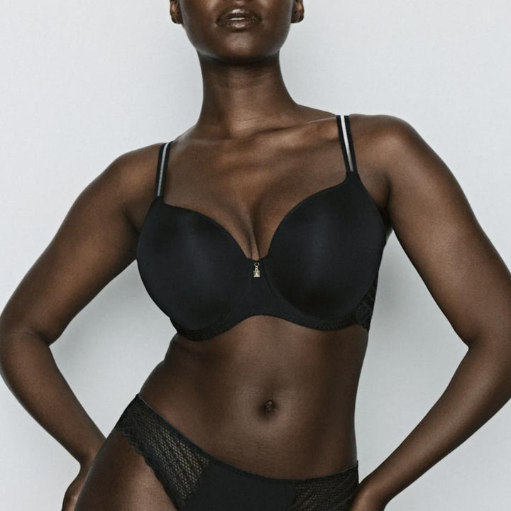 Prima Donna Twist Side Heartshape Bra 0242570 in Charcoal-Bras-Prima Donna-Charcoal-30-F-Anna Bella Fine Lingerie, Reveal Your Most Gorgeous Self!