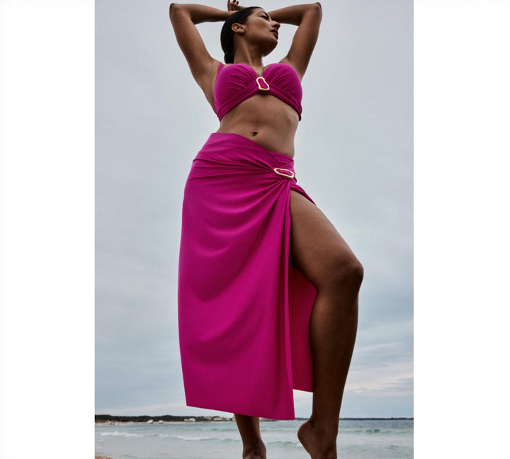 Prima Donna Uvita Padded Strapless Balcony Bikini Top 4013517 in Deep Magenta-Swimwear-Prima Donna-Deep Magenta-32-D-Anna Bella Fine Lingerie, Reveal Your Most Gorgeous Self!