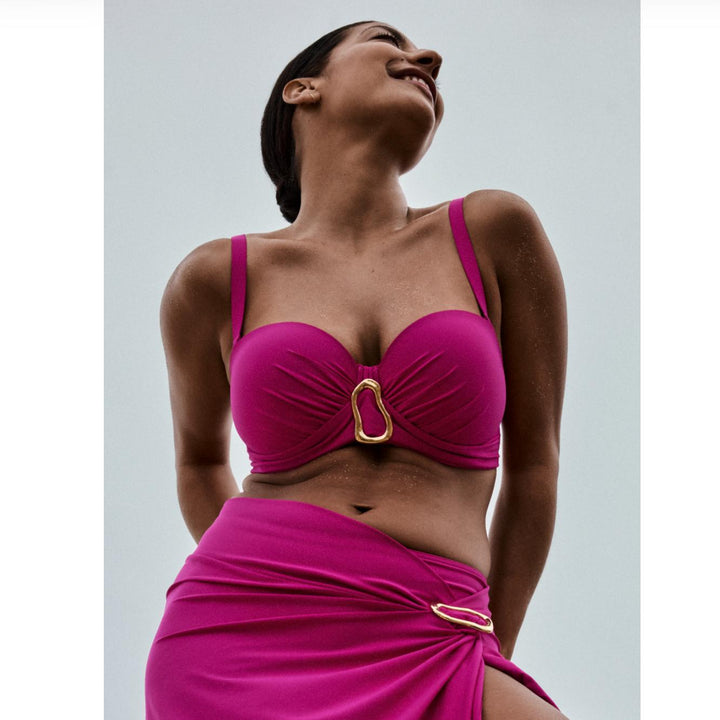 Prima Donna Uvita Padded Strapless Balcony Bikini Top 4013517 in Deep Magenta-Swimwear-Prima Donna-Deep Magenta-32-D-Anna Bella Fine Lingerie, Reveal Your Most Gorgeous Self!